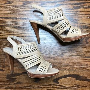 Adrienne Vittadini tan eyelet heels